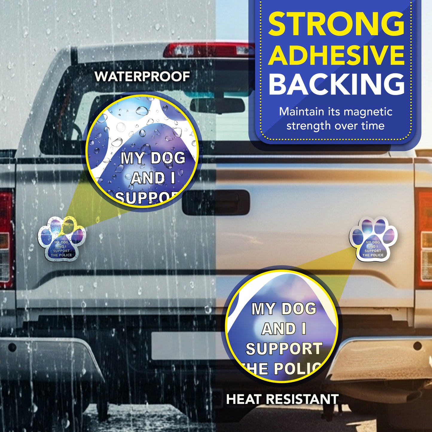 Magnet me Up My Dog and I Support the Police Pawprint Magnet Decal, 5 Inch, 2 Pack, Heavy Duty Automotive Magnet for car Truck SUV