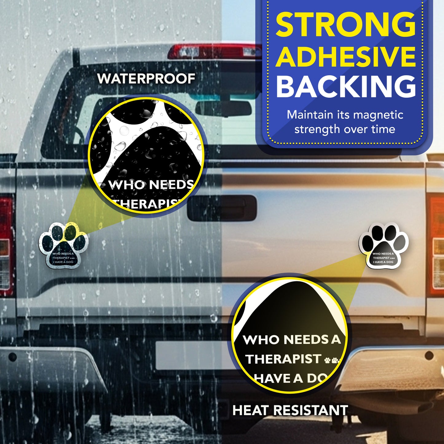 Magnet Me Up Who Needs a Therapist, I Have a Dog Pawprint Car Magnet, 5 Inch, 2 Pack, Heavy Duty Automotive Magnetic Decal for Car Truck SUV