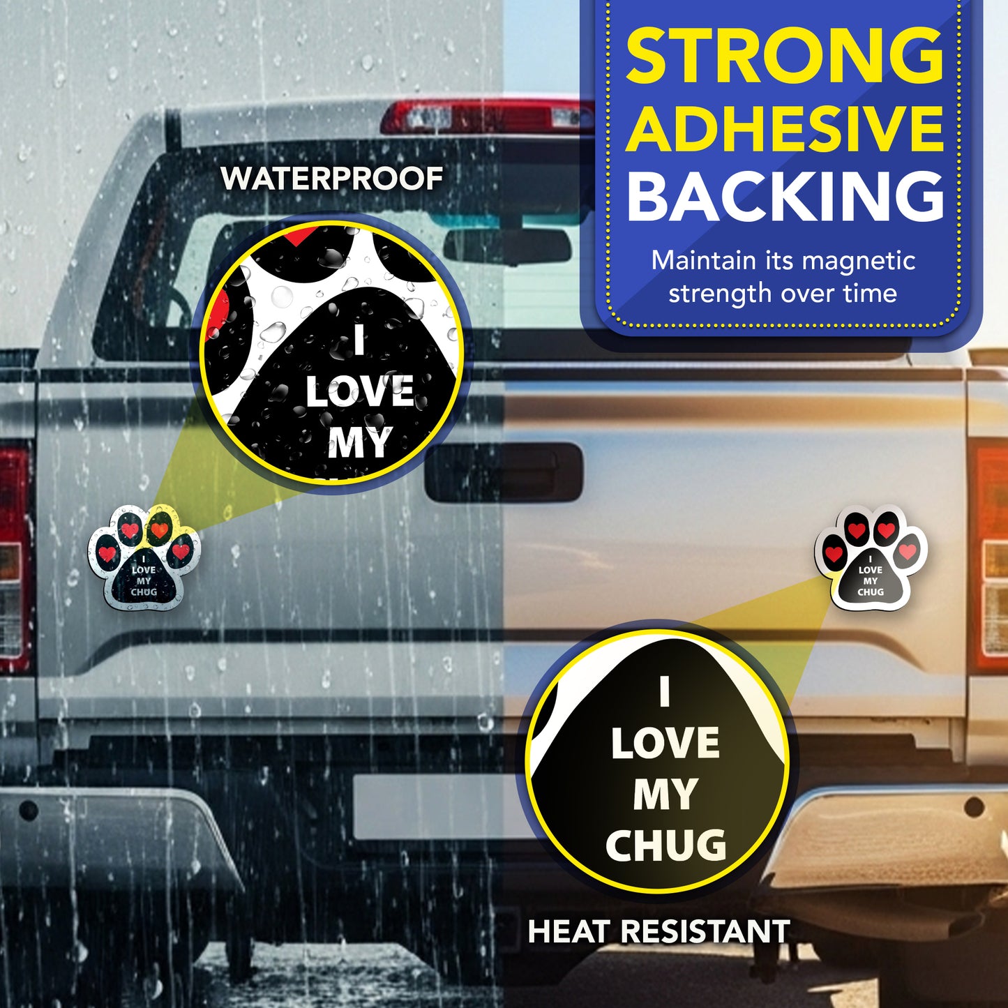 Magnet Me Up I Love My Chug Pawprint Magnetic Decal, 5 Inch, 2 Pack,Heavy Duty Automotive Magnet for Car Truck SUV