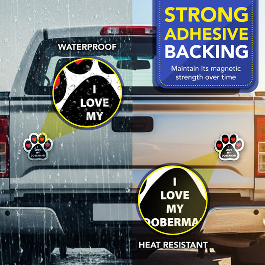 Magnet Me Up I Love My Doberman Pawprint Magnetic Decal, 5 Inch, 2 Pack, Heavy Duty Automotive Magnet for Car Truck SUV