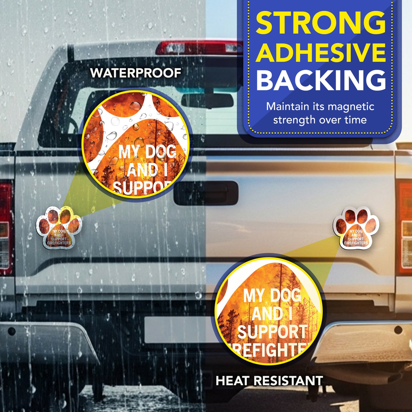 My Dog and I Support Firefighters Car Magnet 5 Inch, 2 Pack, Dog Lover Gift