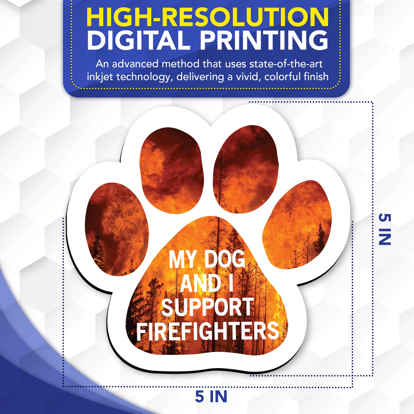 My Dog and I Support Firefighters Car Magnet 5 Inch, 2 Pack, Dog Lover Gift