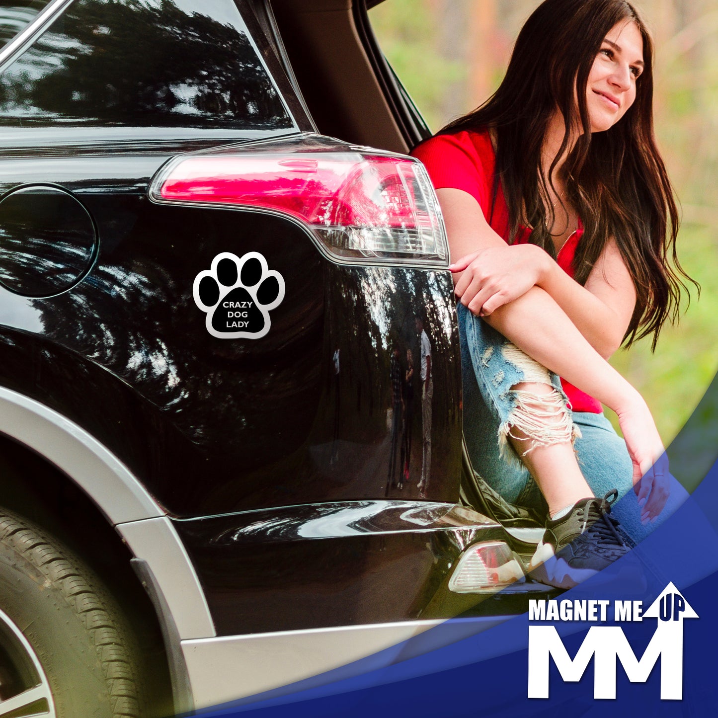 Magnet Me Up Crazy Dog Lady Pawprint Magnet Decal, 5 Inch, 2 Pack, Heavy Duty Automotive Magnet for Car Truck SUV