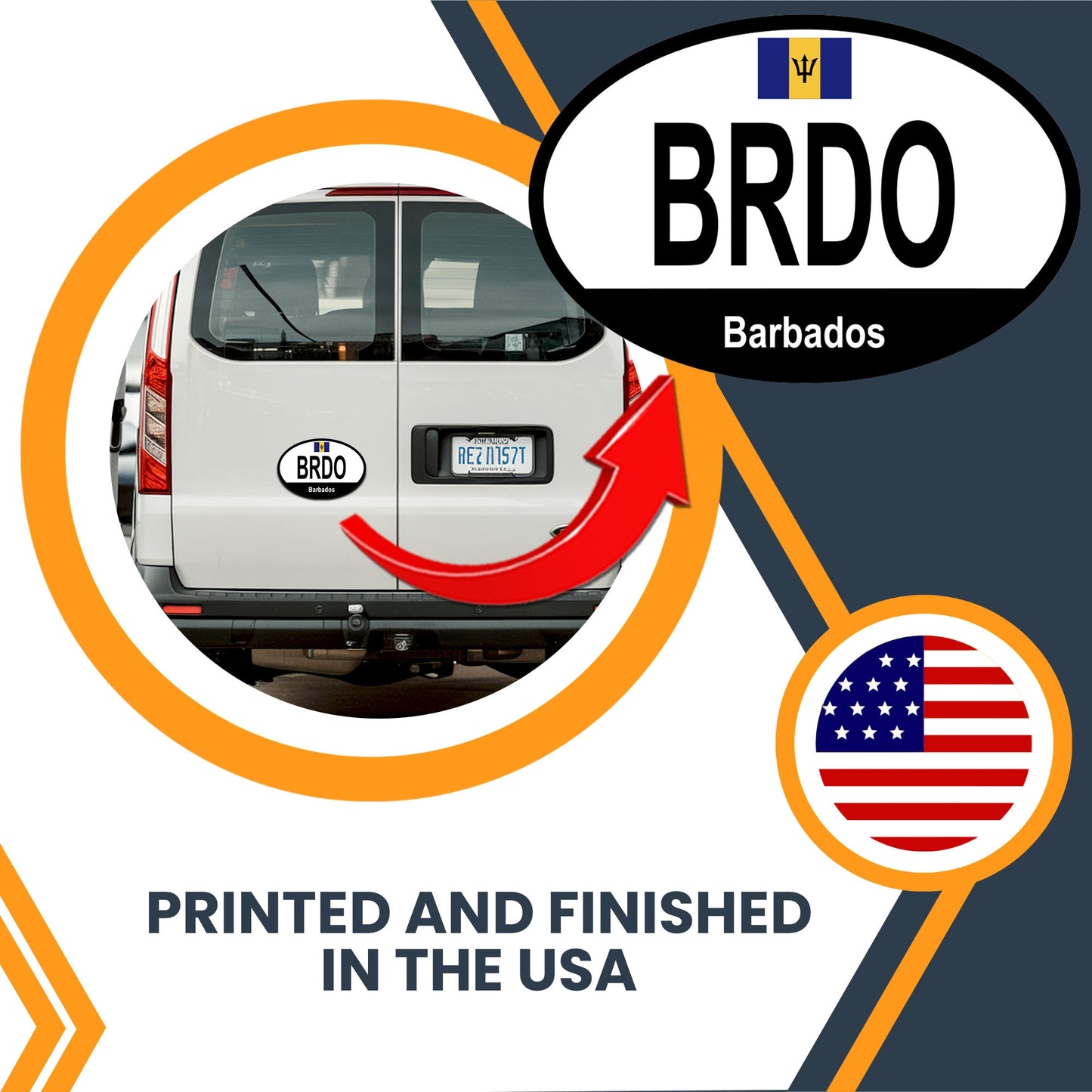 Magnet Me Up Barbados Barbadian Euro Oval Magnet Decal, 4x6 Inches, Heavy Duty for Car, Truck, SUV, Or Any Other Magnetic Surface