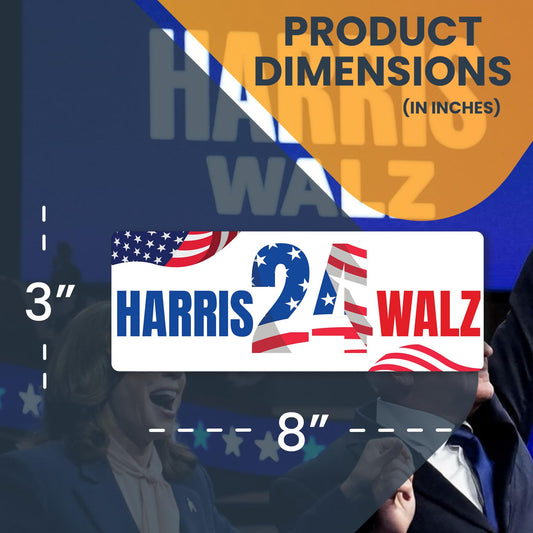 Magnet Me Up Kamala Harris Tim Walz Walts 2024 American Flag Election Magnetic Decal, 3x8 Inch Rectangle, President 2024, Political Campaign Souvenir, Democrat, Any Magnetic Surface, Made in USA