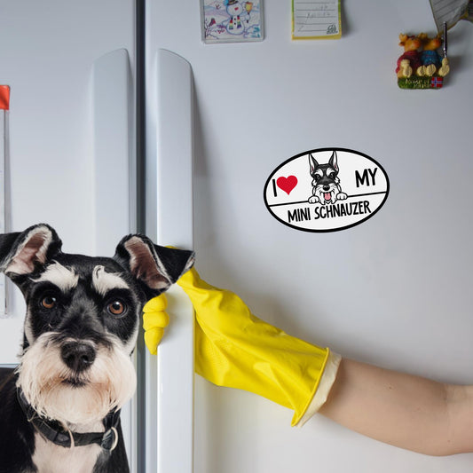 Magnet Me Up I Love My Mini Schnauzer Dog Breed Car Magnet and Decals, 4x6 Inches Oval, Cute Accessory for Mini Schnauzer Owners