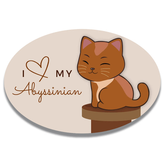 Magnet Me Up I Love My Abyssinian Cute Cat Breed Car Magnet Decal, 4x6 Inches, Hairless, Collectible Souvenir Gifts, Cat Enthusiasts, Bumper Magnet