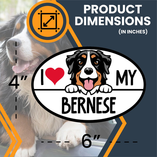 Magnet Me Up I Love My Bernese Dog Breed Car Magnet Decal, Mountain Dog Decorative Magnet, Friendly and Loyal Nature, Cute Peeking Dog