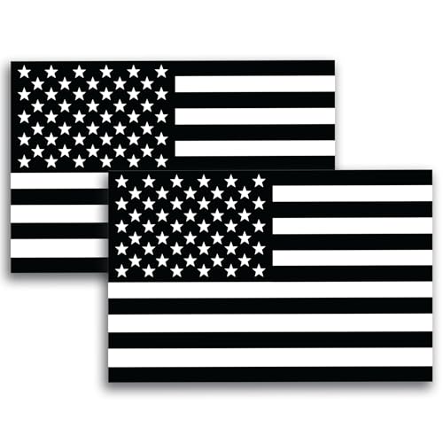 Magnet Me Up Black and White American Flag Car Magnet Decal, 3x5 Inch, 2 Pack, Automotive Vinyl Magnet for Trucks and More, Express Your Gratitude to Military Veterans, Made in The USA