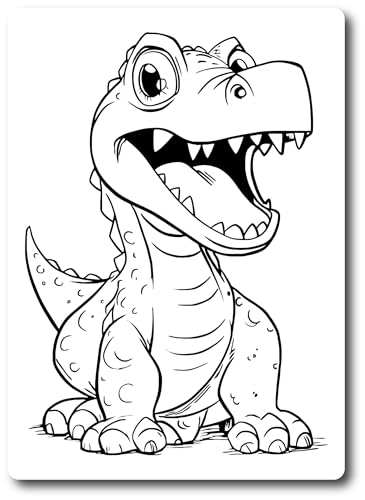 Magnet Me Up Color Your Own Cute T-REX Tyrannosaurus Dinosaur DIY Coloring Magnet Decal, 5x7 Inch, Perfect Creative Artistic Gift Idea, Refrigerator Decoration, Kids Expression Craft and Activity