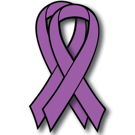 Magnet Me Up Support Pancreatic and Leiomyosarcoma Cancer Awareness Purple Ribbon Magnet Decal, 3.5x7 Inches, 2 Pack, Automotive Magnet for Car Truck SUV, Health Advocacy, Crafted in USA