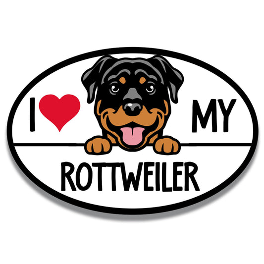 Magnet Me Up I Love My Rottweiler Dog Breed Car Magnet Decal, 4x6 inches, Intelligent Guard Dogs, Magnetic Bumper Magnets for Car, Truck, Locker Accessories, Gift for Pet Enthusiasts, Made in USA