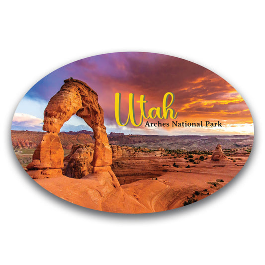 Magnet Me Up Utah Arches National Park State Oval Magnet Decal, 4x6 Inches, Show Your Park Love! Great Souvenir Gift for Nature Enthusiasts, Travel Keepsakes, Adventure Awaits, Crafted in USA