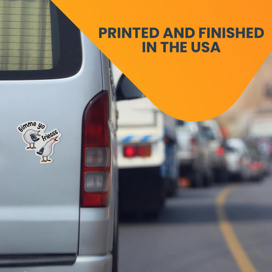 Magnet Me Up Gimme Yo Friess Car Magnet Decal, 5x5 Inch, Funny & Playful French Fries Car or Fridge Decoration, Bumper Magnet