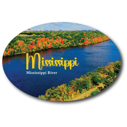 Magnet Me Up Mississippi River Scenic Oval Magnet Decal, 4x6 inch, Automotive Magnet for Car, Truck, SUV, Great for Gift or Souvenir Showing Southern Pride, Crafted in USA