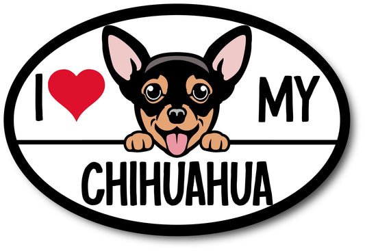 Magnet Me Up I Love My Chihuahua Dog Breed Car Magnet Decal, 4x6 Inches Oval, Weather-Resistant & Vibrant Design to Showcase Your Furry Friend