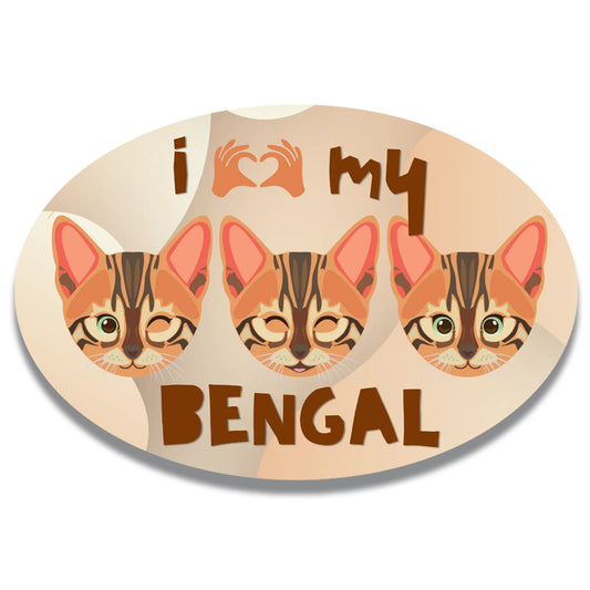 Magnet Me Up I Love My Bengal Cat Breed Car Magnet Decal, 4x6 Inches, Stylish Design Bumper Magnet, Feline Car Decal, Pet Lover Gifts, Crafted in USA