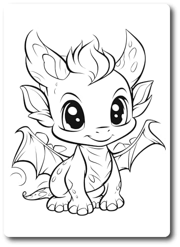 Magnet Me Up Color Your Own Cute Baby Dragon DIY Coloring Magnet Decal, 5x7 Inch, Perfect Creative Artistic Gift Idea, Refrigerator Decoration, Kids Expression Craft and Activity, Crafted in USA