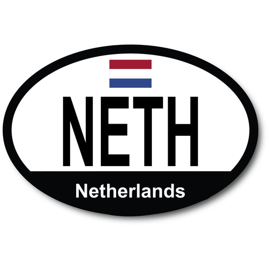 Magnet Me Up NETH Netherlands Country Code Car Magnet Decal, 4x6 Inch Oval, Euro Souvenir Magnet, Iconic Dutch Flag, Euro Bumper Magnet