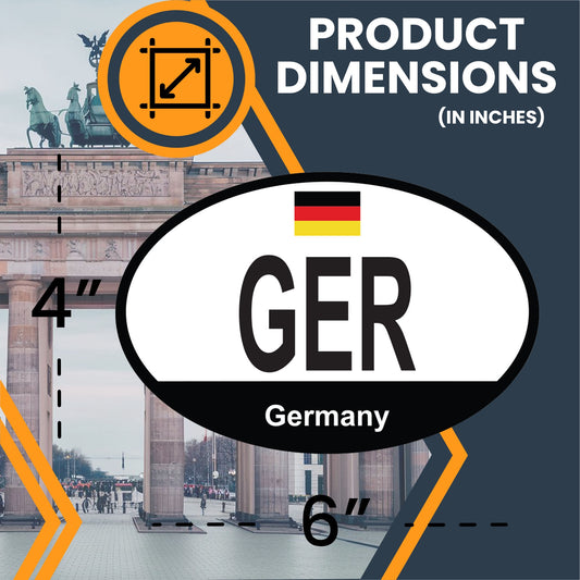 Magnet Me Up GER Germany Country Code Car Magnet Decal, 4x6 Inches Oval, Euro Souvenir Magnet, Historic Landmarks, German Flag