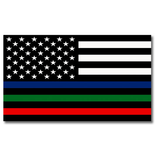 7x12 Tri-Color Thin Blue Line American Flag in Support of Police, Fire, Military