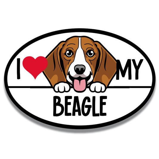 Magnet Me Up I Love My Beagle Dog Breed Car Magnet Decal, 4x6 inches, Small Hound Family Friendly Dog, Great Souvenir for Dog Breed Enthusiasts, Bumper Accessory, for Car, Truck, Lockers, Made in USA