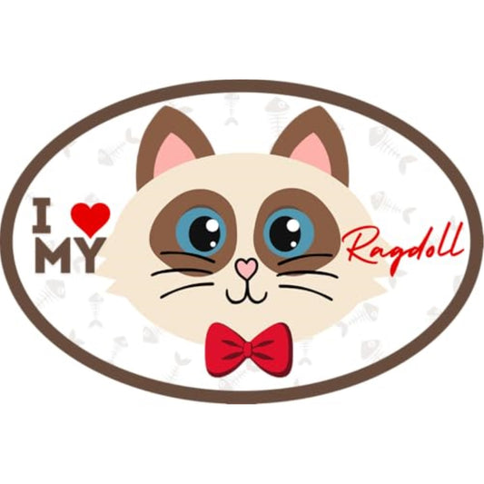 Magnet Me Up I Love My Ragdoll Cute Cat Breed Car Magnet Decal, 4x6 Inches Oval, Calm and Quite Breed, Cuddliest Feline, Collectible Souvenir