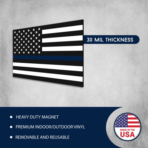 Magnet Me Up Thin Blue Line American Flag 4x6-Heavy Duty for Car Truck SUV 2 PK