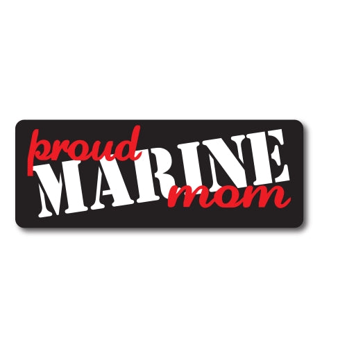 Proud Marine Mom Magnet 3x8" Black, White and Red Decal Perfect for Car or Truck