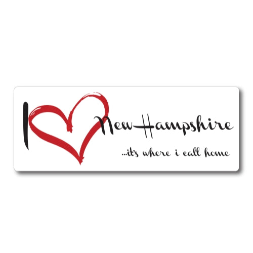 I Love (heart) New Hampshire, It's Where I Call Home Car Magnet 3x8" US State Flag Refrigerator Locker SUV Heavy Duty Waterproof …