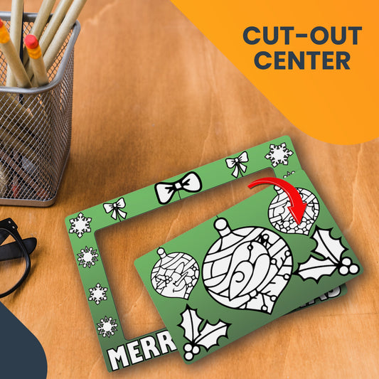 Color In Your Own Christmas Ornaments Picture Frame Magnet, DIY, Decorate a Holiday Magnetic Picture Frame - 5 x 7" Frame with a 3.5 x 5.5" Cut-Out Center Magnet