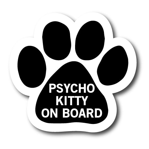 Psycho Kitty on Board Pawprint Car Magnet By Magnet Me Up 5" Paw Print Auto Truck Decal Magnet …