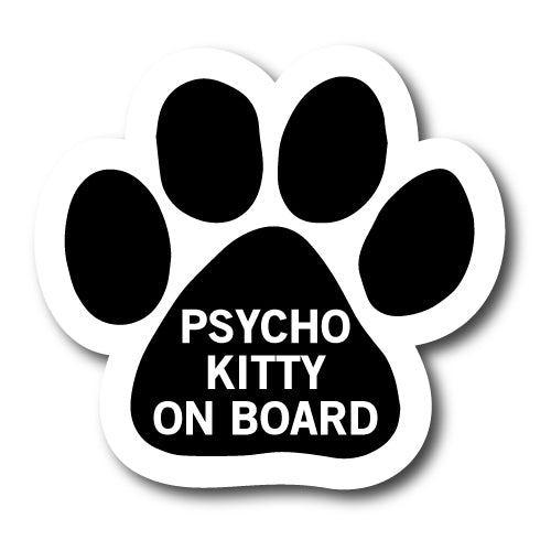 Psycho Kitty on Board Pawprint Car Magnet By Magnet Me Up 5" Paw Print Auto Truck Decal Magnet …