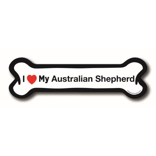Magnet Me Up I Love My Australian Shepherd Dog Bone Car Magnet - 2x7 Dog Bone Auto Truck Decal Magnet