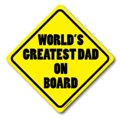 World's Greatest Dad on Board Car Magnet Decal - 5 x 5 Heavy Duty for Car Truck SUV Waterproof …