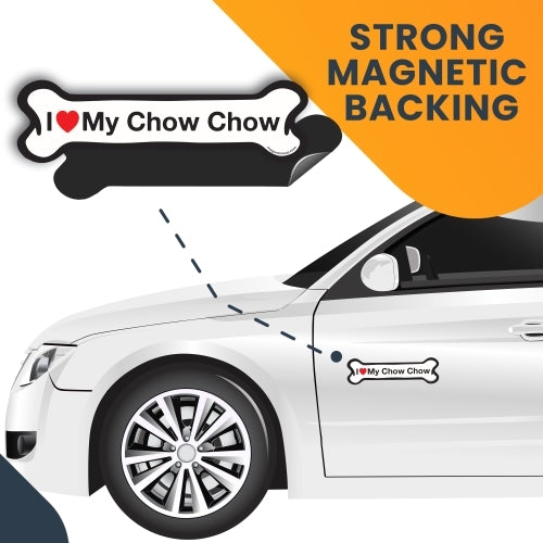 Magnet Me Up I Love My Chow Chow Dog Bone Car Magnet - 2x7 Dog Bone Auto Truck Decal Magnet