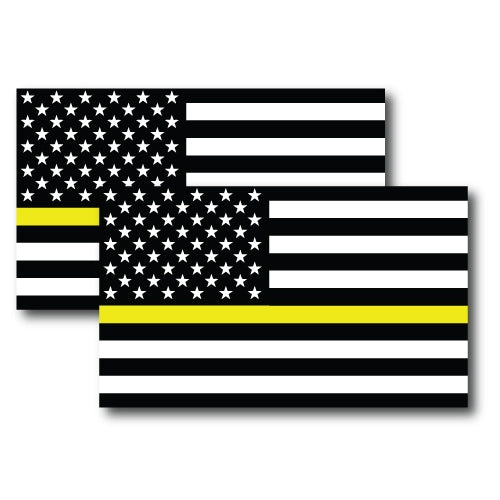 Thin Yellow Line American Flag Magnets 2 Pack 3x5 Decals Heavy Duty for Car Truck SUV - In Support of Our Security Guards and Officers …