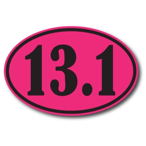 13.1 Half Marathon Pink and Black Oval Car Magnet 4x6" Decal Heavy Duty Waterproof …