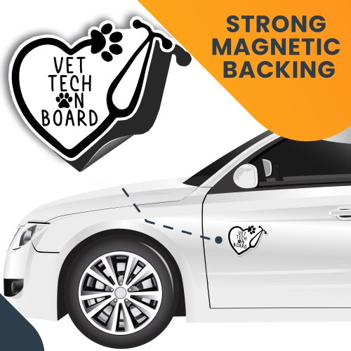 Magnet Me Up Vet Tech On Board 5x5.5 Car Magnet Decal, Heavy Duty for Car Truck SUV