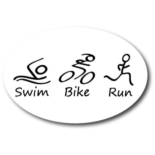 Swim Bike Run Black and White 4x6 Oval Car Magnet Decal Heavy Duty Waterproof …