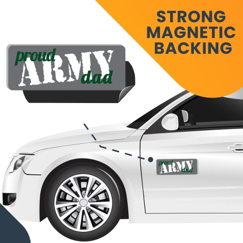 Magnet Me Up Proud Army Dad Magnet 3x8 Grey, Green and White Decal Perfect for Car or Truck