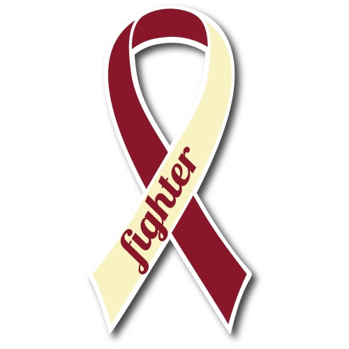 Magnet Me Up Burgundy and Ivory Head and Neck Cancer Fighter Ribbon Car Magnet Decal Heavy Duty Waterproof