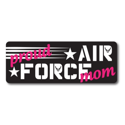 Proud Air Force Mom Magnet 3x8" Black, White and Pink Decal Perfect for Car or Truck