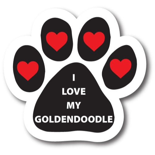 Magnet Me Up I Love My Goldendoodle Pawprint Car Magnet 5" Paw Print Auto Truck Decal Magnet …