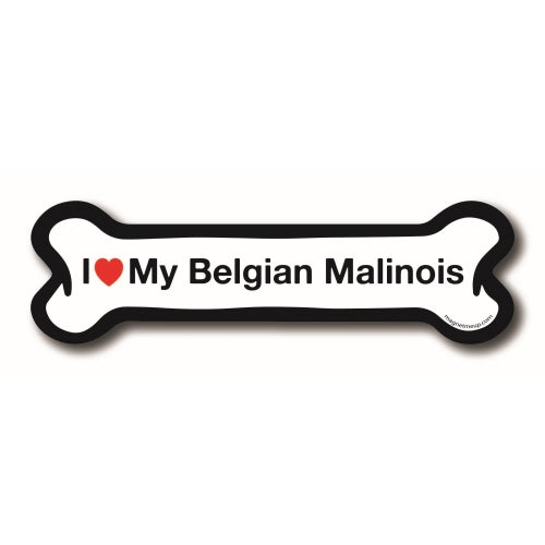 Magnet Me Up I Love My Belgian Malinois Bone Car Magnet - 2x7 Dog Bone Auto Truck Decal Magnet