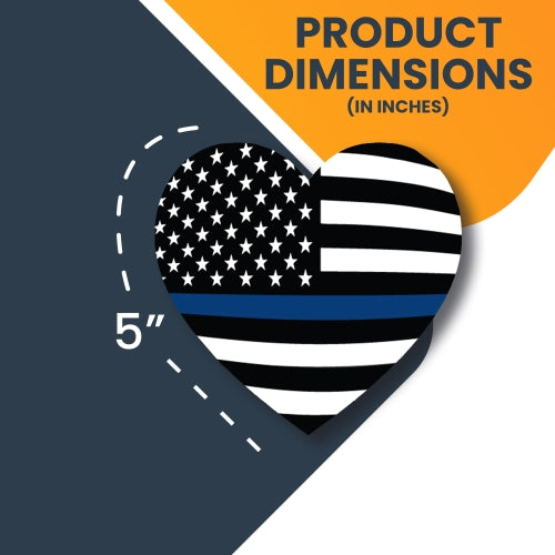 Thin Blue Line American Flag Heart, 5" Car Magnet Decal, Heavy Duty for Car Truck SUV - In Support of Police and Law Enforcement Officers …