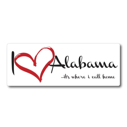 I Love (heart) Alabama, It's Where I Call Home Car Magnet 3x8" US State Flag Refrigerator Locker SUV Magnet Heavy Duty Waterproof …