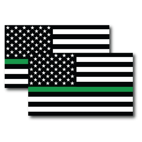 Thin Green Line American Flag Magnets 2 Pack 3x5 Decals Heavy Duty for Car Truck SUV - In Support of Feds, Our US Border Patrol Agents and Rangers …
