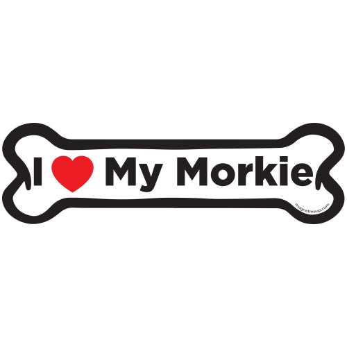 Magnet Me Up I Love My Morkie Dog Bone Car Magnet - 2x7 Dog Bone Auto Truck Decal Magnet …