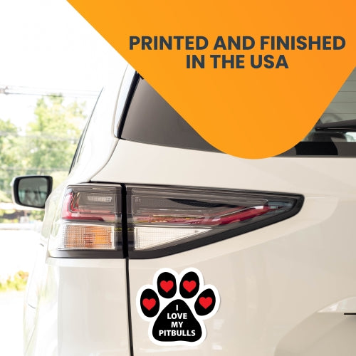 I Love My Pitbulls Pawprint Car Magnet By Magnet Me Up 5" Paw Print Auto Truck Decal Magnet …